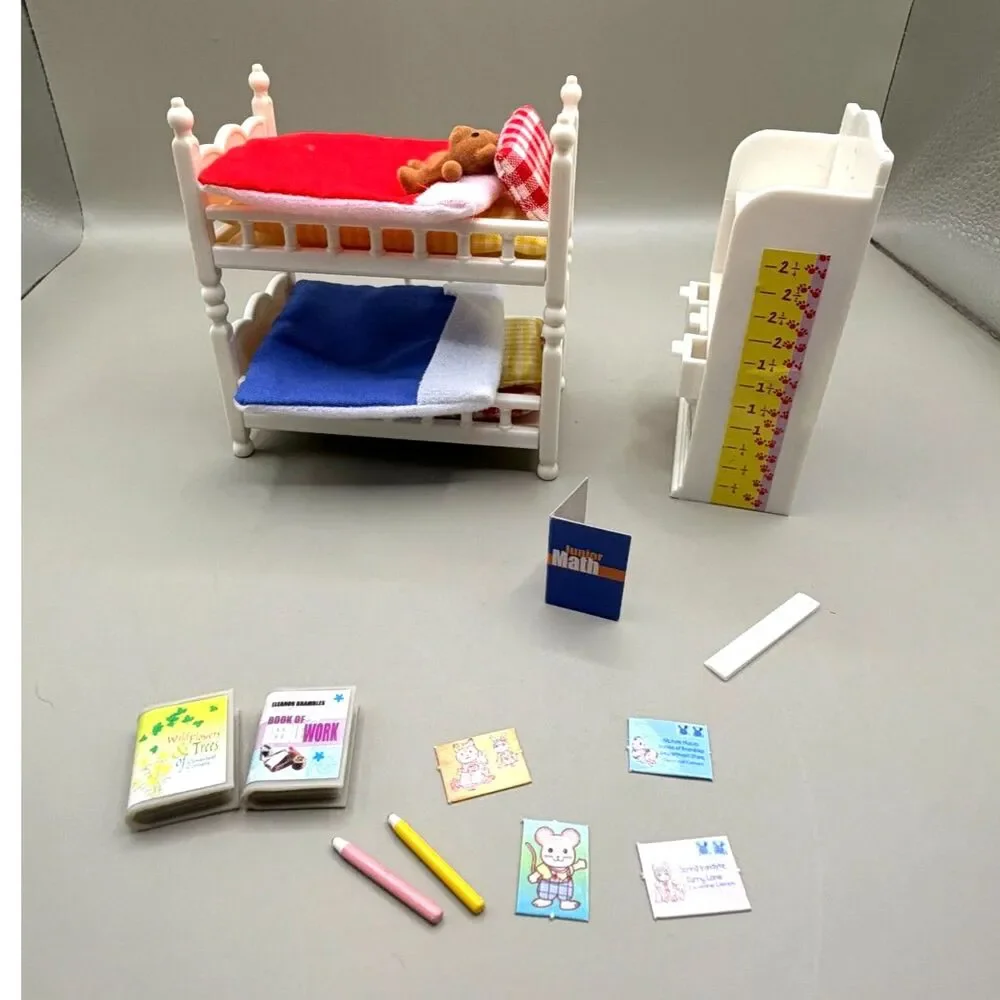 Vintage Calico Critters CC2441 Children’s Bedroom Set Bunk Beds Accessories